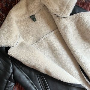 Wild fable faux fur black faux leather jacket